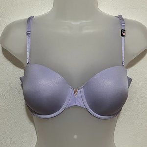 Lavender Lilac Victoria's Secret Push Up Bra with Gold Glitter Effect 34 C